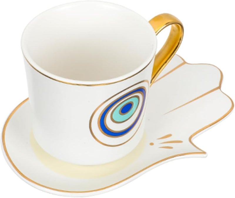White Blue Coffee Set Smooth Rim Tea Cup For Afternoon Tea Home Bar Restaurant - Image 1